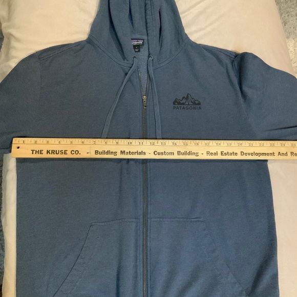 Patagonia Blue L Full Zip Hooded Sweatshirt Adventure Outdoor Alpine - Picture 5 of 7